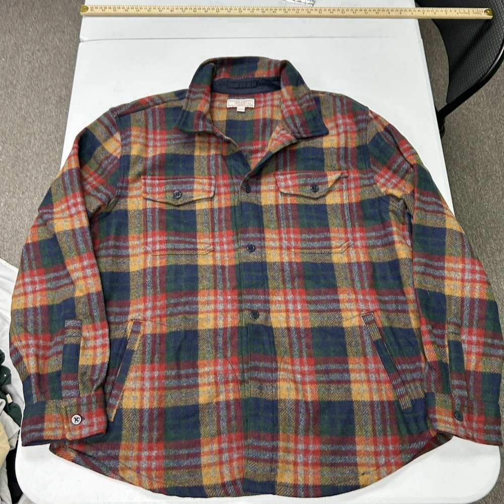 Wallace & Barnes Flannel Shirt Jacket Mens XL Multicolor Plaid Heavy Button Down